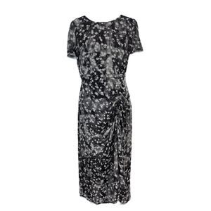 Simply Vera Wang Dress sz Medium Black Taupe Floral Sheer Long Wedding Cocktail